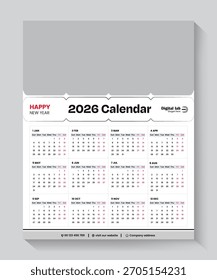 Creative well calendar design 2026 or 2026 calendar