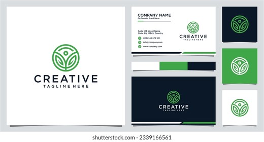 Creative wellness logo design and business card template