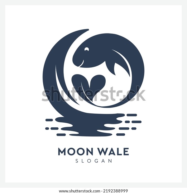 Creative whale logo with moon\
view