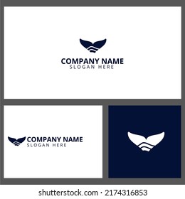 Kreativer Walschwanz mit dem Symbol für den Ozean. Das Beste für jedes Unternehmen. Sauberes und minimalistisches Logo, Vektorsymbol.