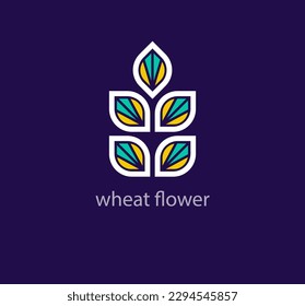 Creative wheat flower logo. Unique design color transitions. Custom agricultural business logo template. vector.