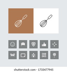 Creative Whisk Line Icon with Bonus Icons. 