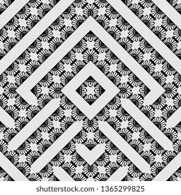 creative white black Seamless background with modern abstract geometrical ornament art deco