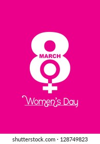 Creative white color design element for women's day on pink color background.