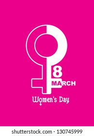 Creative white color design element for women's day on pink color background.