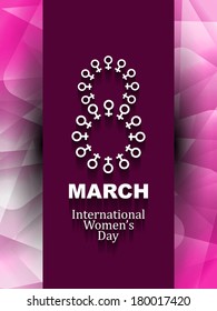 creative white color element design for women's day on modern pink color background. vector illustration