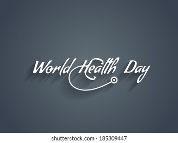 creative white color text design element of world health day. vector illustration