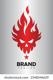 Creative white fire skull logo, suitable for many creative business orientation. Perfect for games, sport team, entertainment and many creative busines company. the logo is unique, elegant, attractive