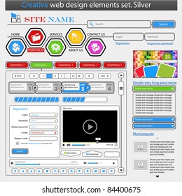 Creative white web design elements set. Vector illustration