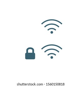 Creative WiFi icon with lock element. Secured wifi. Locked and open network. Stock Vector illustration isolated on white background.