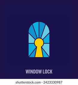 Creative window and lock logo. Unique color transitions. Security unlocking wall and architecture logo template. vector