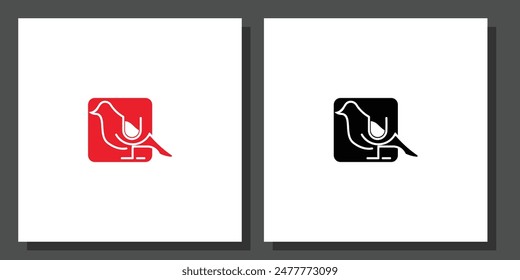 Creative wine logo with combination bird , wine bird logo , premium vector