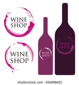 Creative Wine Logo with Stains and Splashes. Wine label elements made with stains and splashes.