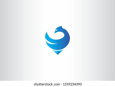 Creative winged bird vector logo design template. winged bird with blue color concept