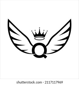 Creative Wings With Letter Q Logo. Initials Letter Q Logo Vector Template