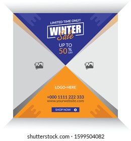 Creative Winter Sale Template Design For Social Media