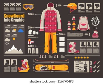 creative winter sport info graphic, snowboarding elements,