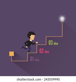 Creative wire light bulb idea buildings and landmarks inspiration concept, Abstract info graphics modern design template workflow layout, diagram, step up options, Vector illustration