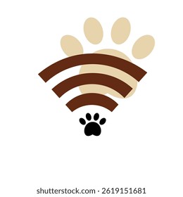 Creative wireless connectivity symbol featuring a paw print against a light background with warm tones
