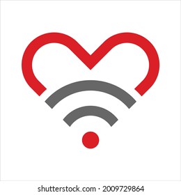 creative wireless logo shape love. network logo vector template