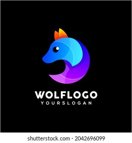 creative wolf colorful logo design vector