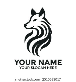 A creative wolf head minimal elegant logo symbol icon design vector silhouette design