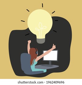 Creative woman with idea bulb vector illustration