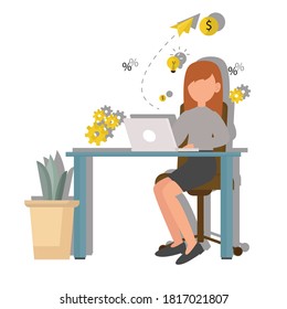 Kreative Frau am Arbeitsplatz-Konzept. Kreatives Ideendesign für Vorlage, Broschüre oder Präsentation.