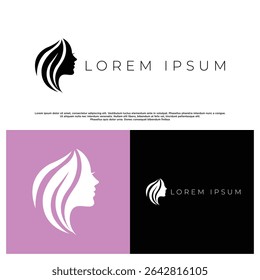 Creative woman silhouette logo with bold contours, perfect for beauty salons or skincare lines.