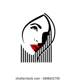 Cara de mujer creativa, Ilustración, gráfico vectorial