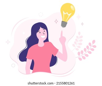 Creative women come up with new ideas or think of opportunities for business channels to be successful. Vector illustration.