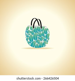 creative women hand bag created with green blue leaf 