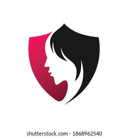 creative women shield logo concept