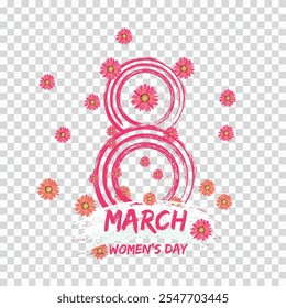 Creative Women's Day Celebration with Number Eight Design and flowers decorations