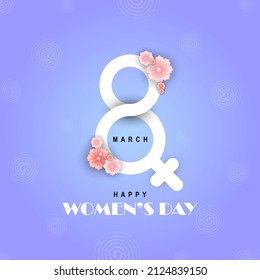 Creative Women's Day Design with eight and women symbol with flowers