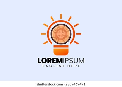Creative wood trunk bulb lamp logo template designs concept vector inspiration education logo symbol