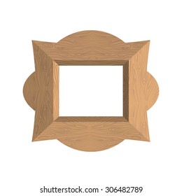 Creative wooden frame. Vector illustration of an empty photo frame
