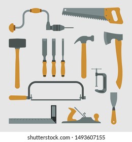 Creative Woodworking Tools Vector Set