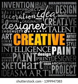 CREATIVE word cloud, creative business concept background