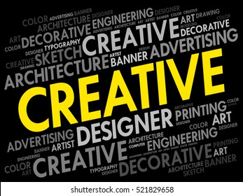 CREATIVE word cloud, creative business concept background