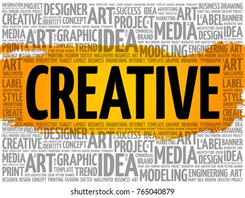 CREATIVE word cloud, creative business concept background