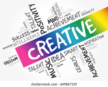 Creative word cloud collage, creative business concept background