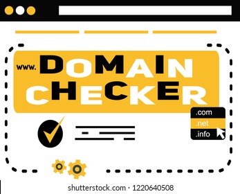 Creative Word concept Domain Checker and icons illustration