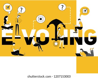 Creative word concept E-Voting and people doing things