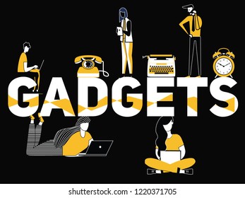 Creative Word concept Gadgets and People doing activities