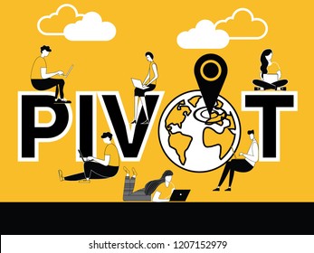 Creative Word concept Pivot and People doing technical activities