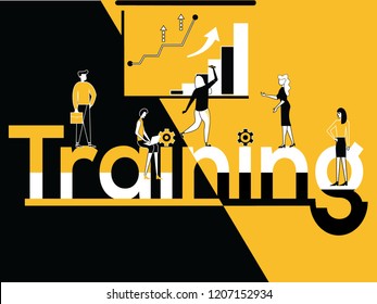 Creative Word concept Training and People doing multiple activities
