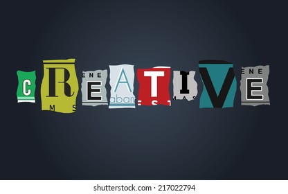 Creative word on vintage broken car license plates, vector