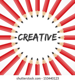 Creative word with pencil background stock vector