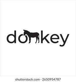 Creative Wordmark Depicting a Donkey Silhouette Integrated Within the Word Donkey in a Minimalist and Modern Design